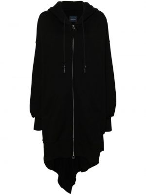 Midi haljina s patentnim zatvaračem s kapuljačom Yohji Yamamoto crna