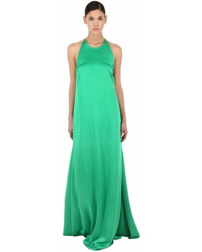 Сатинове плаття максі довге Rochas, зелене