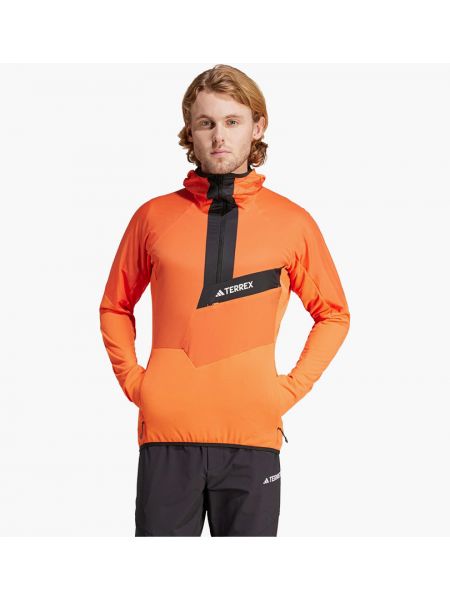 Флісова куртка на блискавці з капюшоном Adidas помаранчева