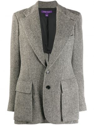 Fiskebeinsmønster montert lang blazer Ralph Lauren Collection svart