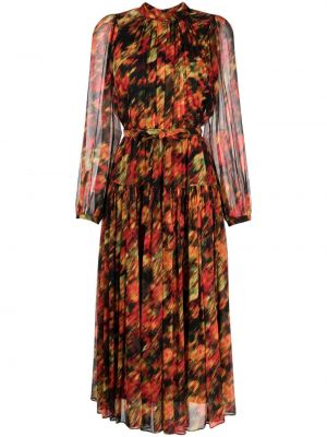 Svilena midi obleka s potiskom z abstraktnimi vzorci 3.1 Phillip Lim rdeča