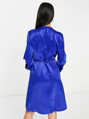 Атласное платье миди Vila синее