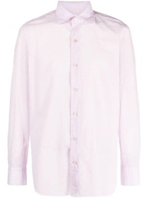 Slim fit hemd aus baumwoll Finamore 1925 Napoli pink
