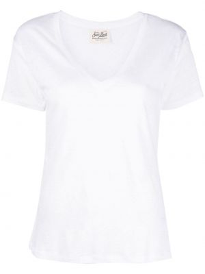 Ленена тениска с v-образно деколте Mc2 Saint Barth бяло