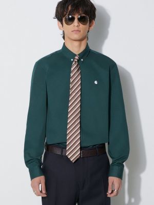 Пуховая хлопковая рубашка на пуговицах Carhartt Wip зеленая