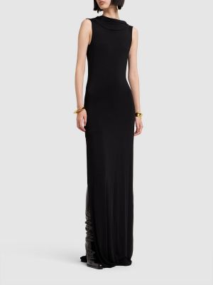 Sukienka długa z wiskozy Saint Laurent czarna