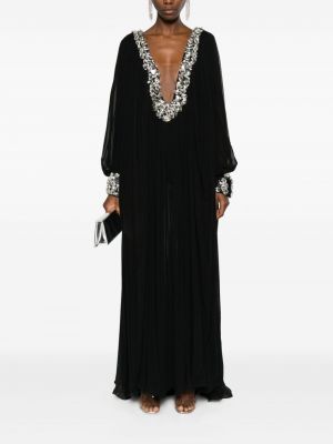 Křišťálové plisované večerní šaty Ana Radu černé