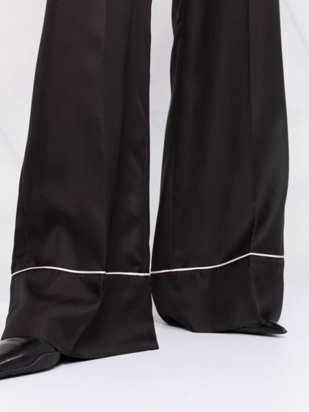 Hedvábné rovné kalhoty relaxed fit Prada černé