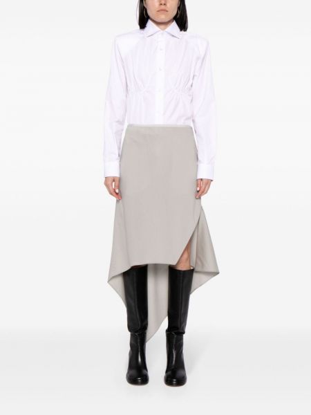 Asymetrické vlněné midi sukně Helmut Lang šedé