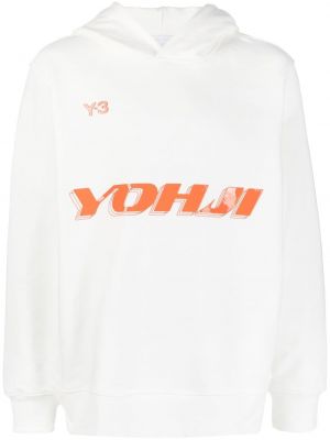 Raštuotas džemperis su gobtuvu Y-3 balta
