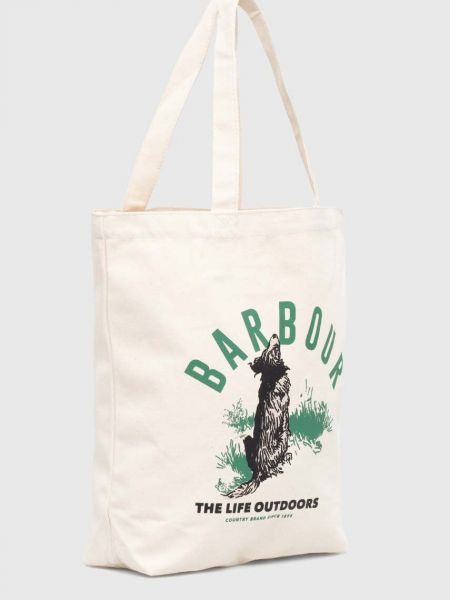Pamučna torbica Barbour bež