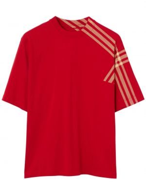 Kockované bavlnené tričko Burberry červená