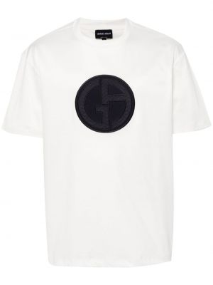 T-shirt en coton avec applique Giorgio Armani blanc