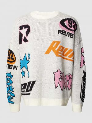 Dzianinowy sweter z nadrukiem oversize Review