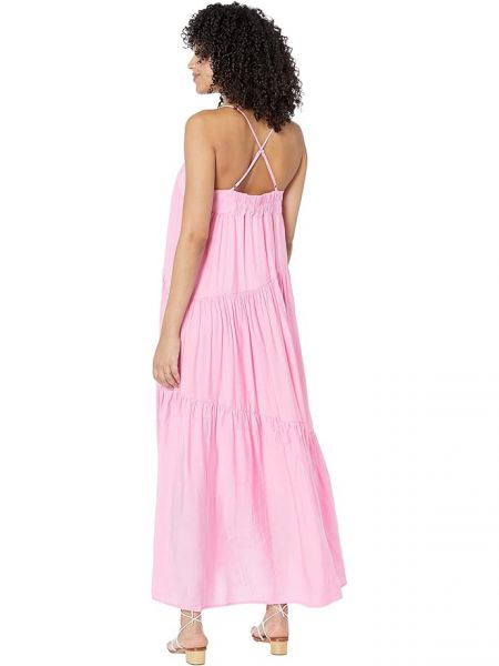 Плетеное длинное платье Moon River розовое