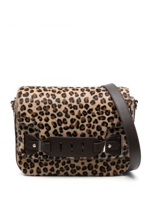 Usnjena crossbody torbica s potiskom z leopardjim vzorcem Tila March rjava