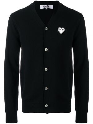 Cárdigan con bordado de tela jersey con corazón Comme Des Garçons Play negro