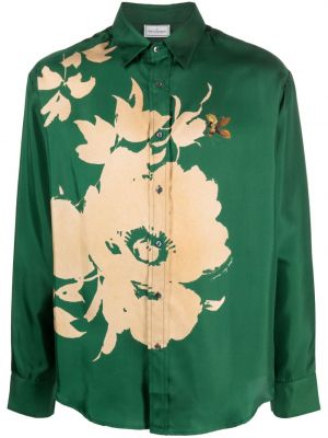 Květinová hedvábná košile s potiskem Pierre-louis Mascia zelená