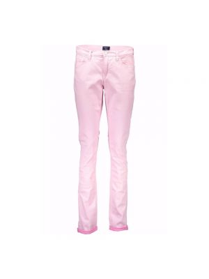 Jeansy bawełniane Gant różowe