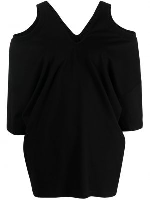 Asimetriškas marškinėliai v formos iškirpte Gauchere juoda