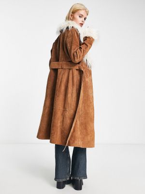 Замшевое пальто Reclaimed Vintage коричневое