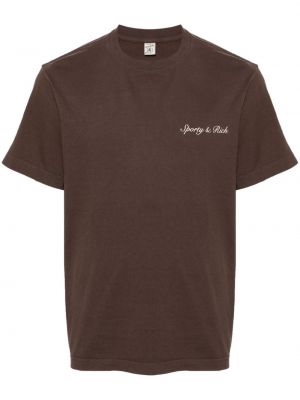 T-shirt en coton à imprimé Sporty & Rich marron