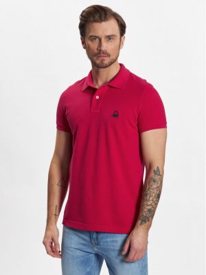 Polo marškinėliai slim fit United Colors Of Benetton rožinė