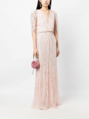 Tylové večerní šaty s flitry Jenny Packham růžové