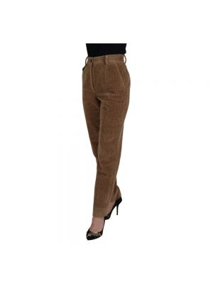 Pantalones de pana slim fit de algodón Dolce & Gabbana marrón