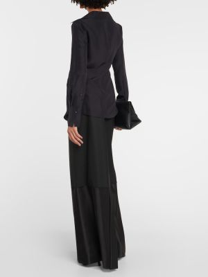 Копринена блуза Victoria Beckham черно