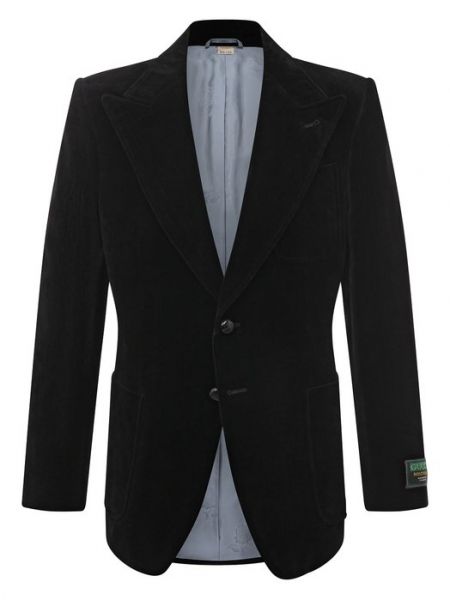 Хлопковый льняной пиджак Gucci черный