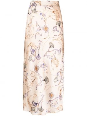 Kvetinová hodvábna sukňa s potlačou Forte Forte biela