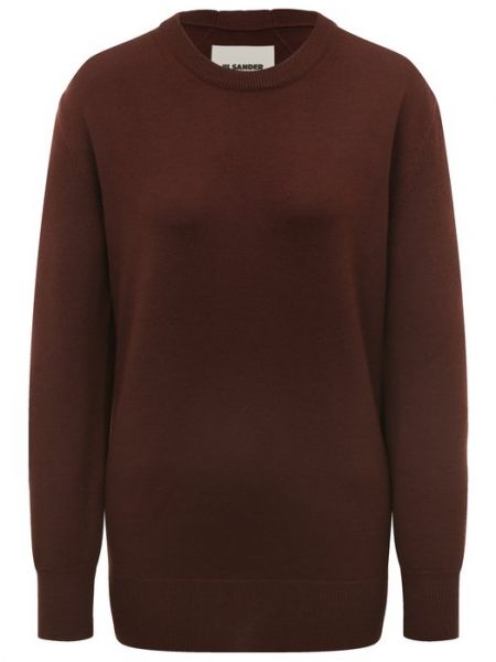 Шерстяной пуловер Jil Sander коричневый