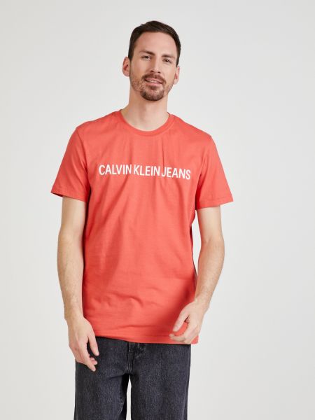 Mustriline polosärk Calvin Klein punane