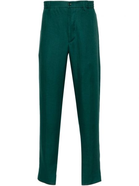 Lněné kalhoty s lisovaným záhybem Tagliatore zelené