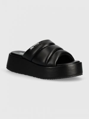 Papuci cu platformă cu pană Karl Lagerfeld Jeans negru