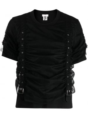 Marškinėliai iš tiulio su sagtimis Noir Kei Ninomiya juoda