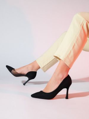 Прозрачни ниски обувки с ток на райета Luvishoes черно