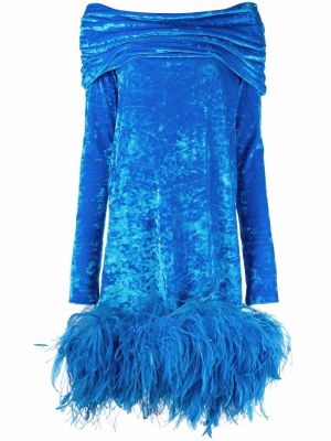Vestido de cóctel con plumas de plumas The Attico azul