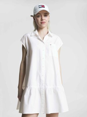 Mini vestido manga corta Tommy Jeans blanco