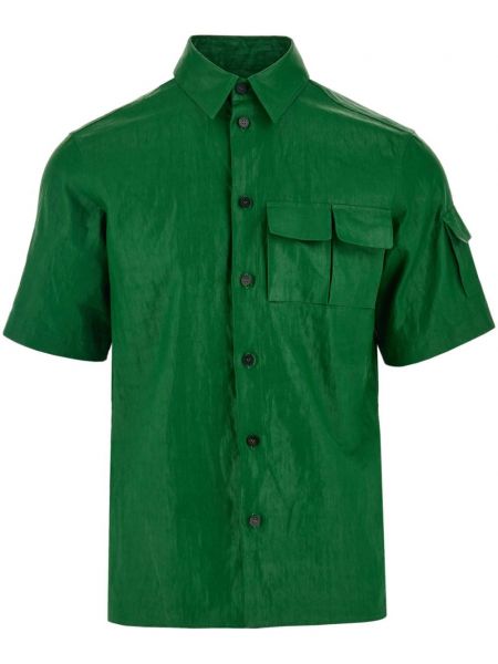 Ľanová košeľa Ferragamo zelená