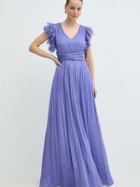 Шелковое длинное платье Nissa фиолетовое