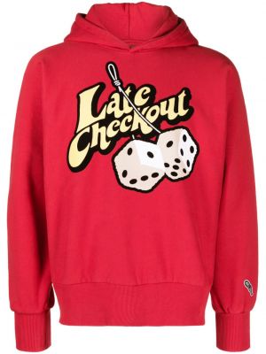 Pamučna hoodie s kapuljačom od filca Late Checkout crvena