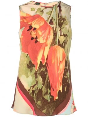 Kvetinová hodvábna blúzka s potlačou Jean Paul Gaultier Pre-owned zelená