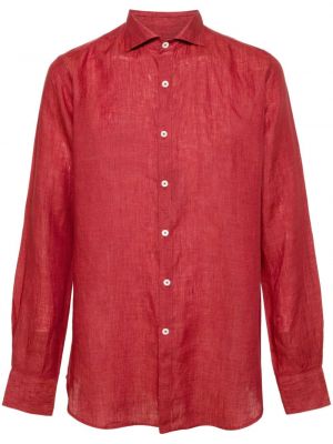 Lněná košile Canali červená