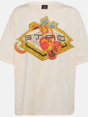 Bavlněné tričko s potiskem Etro béžové