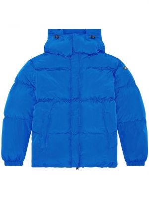 Péřová bunda na zip s kapucí Diesel modrá