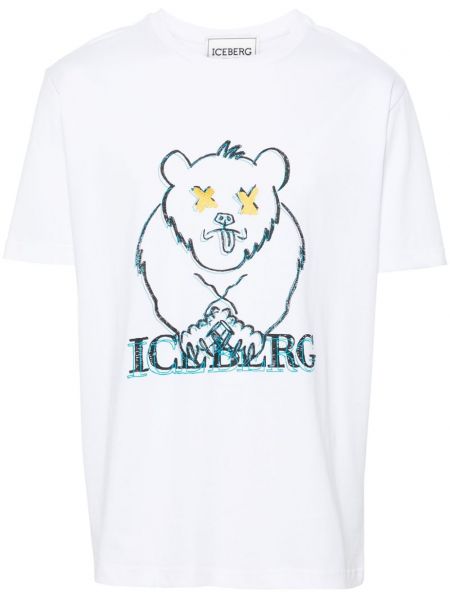 Bombažna majica s potiskom Iceberg bela
