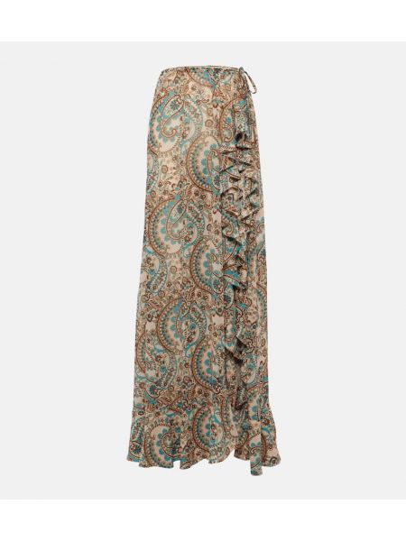 Długa spódnica z falbankami z wzorem paisley Bananhot