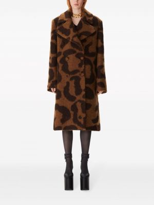 Žakárový leopardí vlněný kabát Nina Ricci hnědý